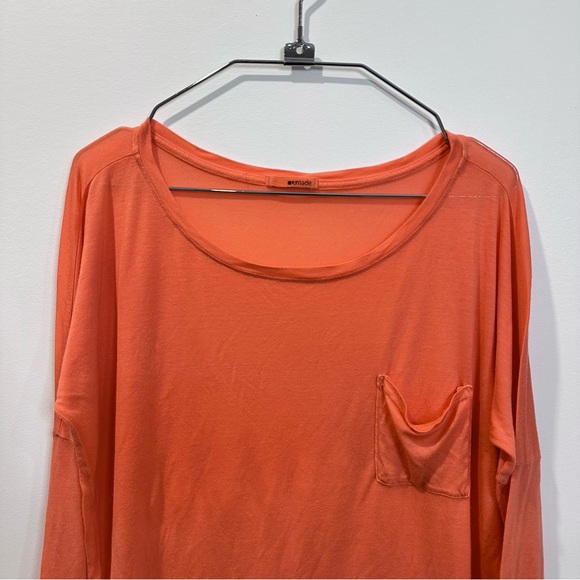 LA Made Long Sleeve Modal Drop Shoulder Top / Coral / S - Picture 2 of 10